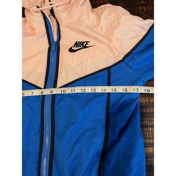 Nike Jacket Womens XS Blue Pink Windbreaker Hooded Full Zip Lightweight Athletic - Picture 6 of 7